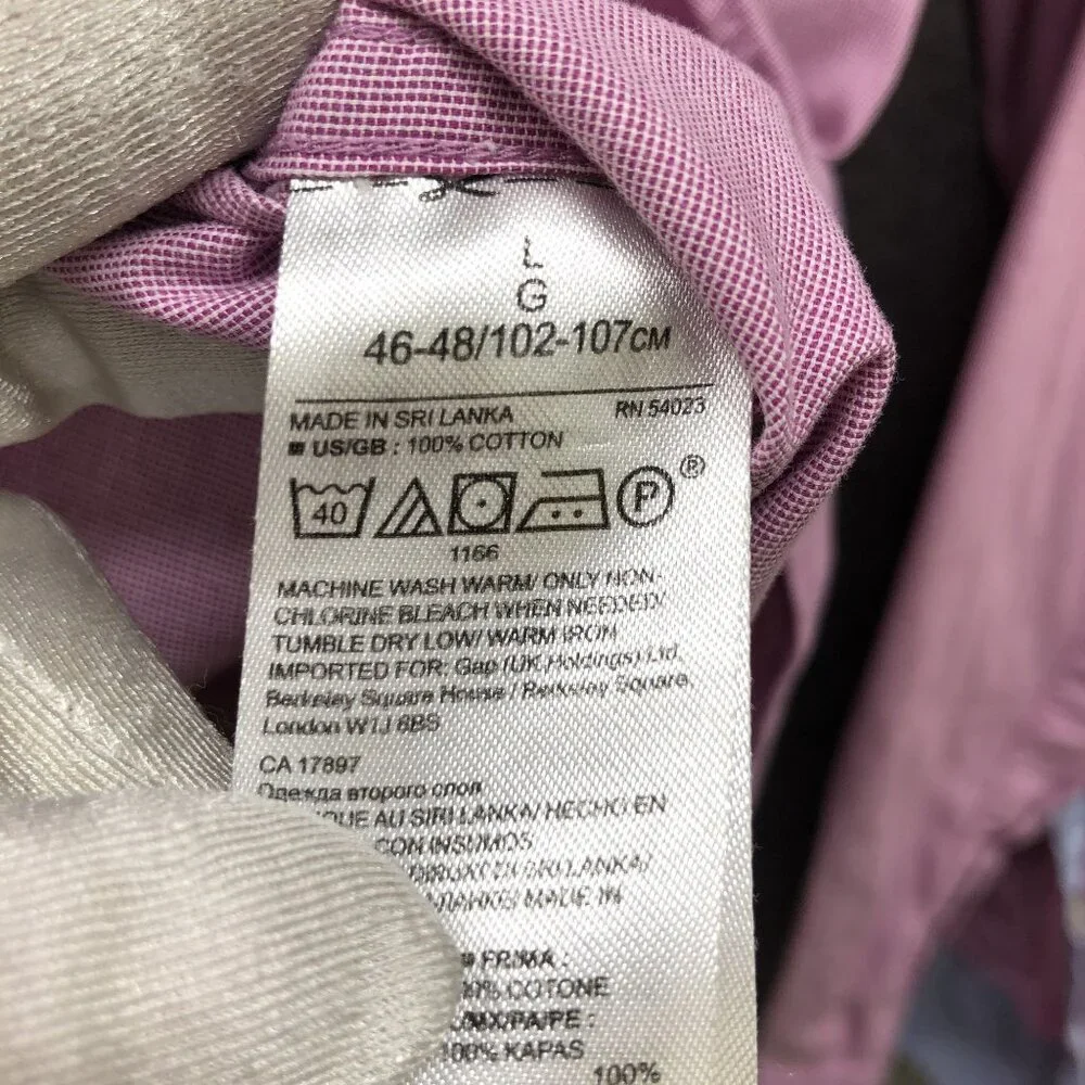 Banana Republic Custom 078 Wash Shirt Mens L Grant Fit Long Sleeve Pink Mauve‎